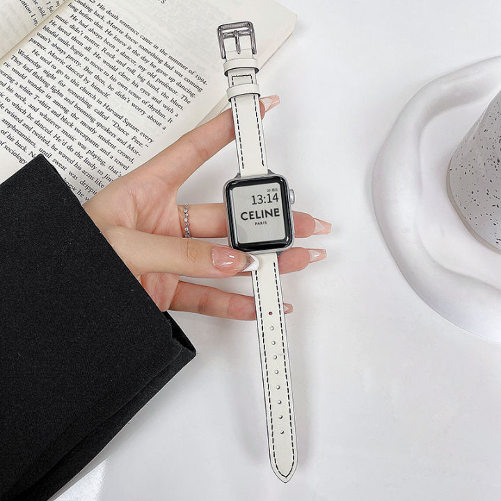 สายนาฬิกา-iwatch-เหมาะสำหรับ-iwatch-สายนาฬิกา-applewatch-หนังแท้สไตล์-ins-สำหรับ-apple-watchs7-6-5-4-se-สายนาฬิกาทดแทนแบบหนัง41มม-ไอเดียสร้างสรรค์สำหรับผู้หญิงแบบหรูหรา-s7