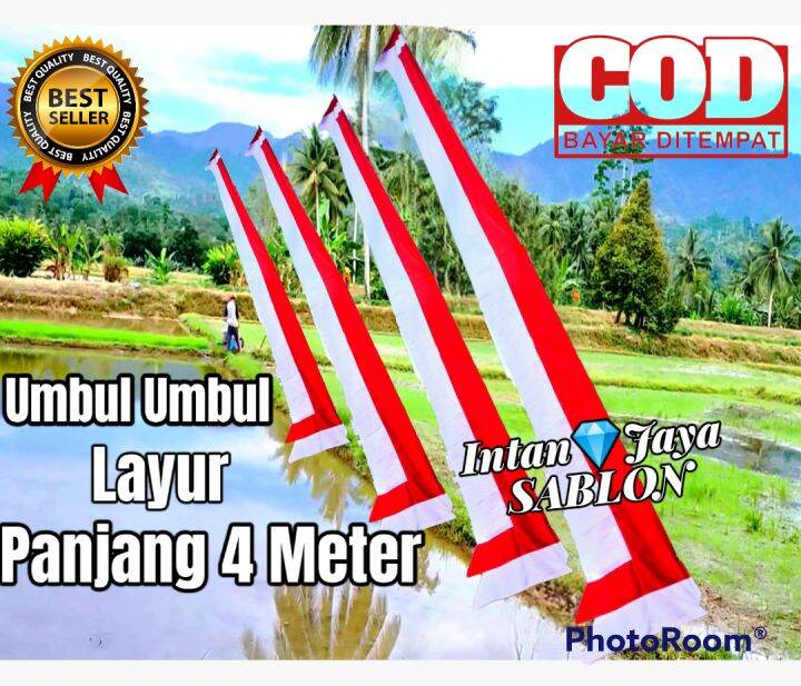 Bendera Umbul Umbul Layur Merah Putih Panjang 4 Meter Isi 20 Pcs ...