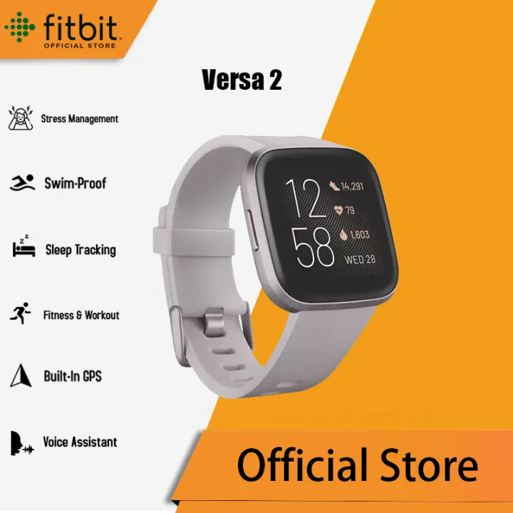 Fitbit Versa 2 Health and Fitness Smartwatch with Heart Rate, Music, Alexa  Built-In, Sleep and Swim Tracking, Black/Carbon, One Size (S and L Bands