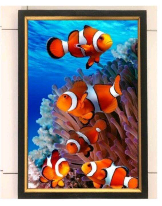 Hiasan Dinding Cetak Gambar Ikan Nemo Plus Bingkai Ukuran 65x45 Lazada Indonesia