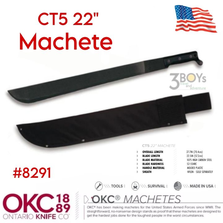 มีด-ontario-machete-ct5-ขนาด-22-หนา-3มม-มีดเดินป่าคู่ตัวของทหารอเมริกา-nbsp-พร้อมปลอกผ้าไนลอนสีดำ-nbsp-made-in-u-s-a-8291