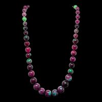 สร้อยคอ หินรูบี้ซอยไซต์ เม็ดกลม Ruby Zoisite Round Beads Necklace