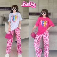 [TP] ชุดเซ็ท 2 ชิ้น เสื้อยืดOversizeผ้าคัตตอน Barbie กางเกงผ้าอัดพลีท