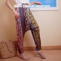 AMAMM HAREM PANTS- Silk Satin กางเกงทรงเป้าถ่วง กางเกงขายาว กางเกงเป้าถ่วง เอวมีเชือกรูด ปรับระดับได้ ใส่สบาย สินค้าคุณภาพ พร้อมส่ง