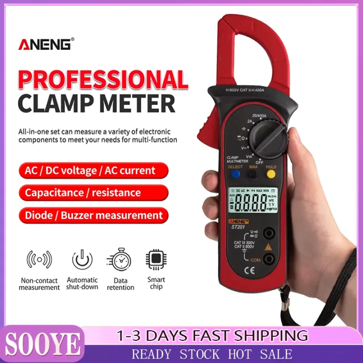 ANENG ST201 Digital Clamp Multimeter Resistance ohm Tester AC DC Clamp ...