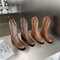 chloe.store BROWN COWBOY BOOTS บูทคาวบอยสีน้ำตาล 36-40