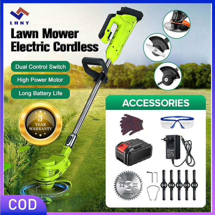 Cordless Lawn Mower Rechargeable Electric Grass Cutter with Lithium ...