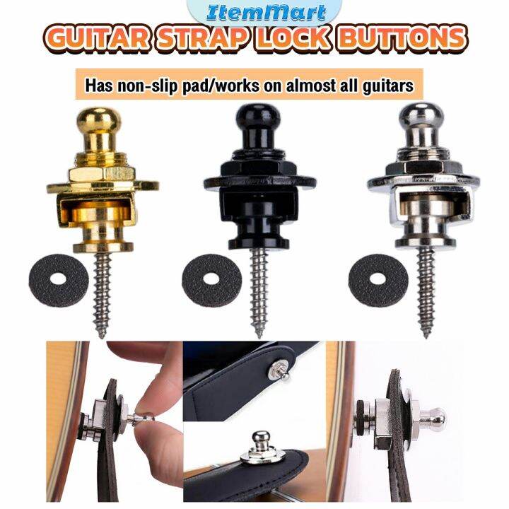 ItemMart Guitar Strap Lock Buttons Quick Release Strap Locks Retainer System for Electric,Bass