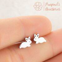 ?? พร้อมส่ง : ? ต่างหูสแตนเลสสไตล์มินิมอลกระต่ายแสนน่ารัก | Cute Rabbit Minimalist Stainless Steel Stud Earring.