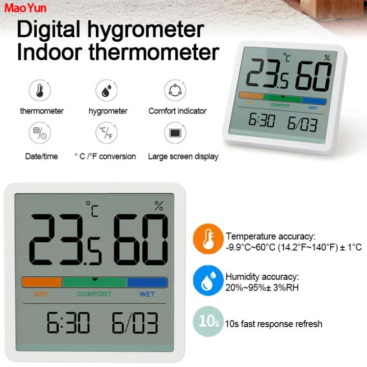 NOKLEAD Hygrometer Indoor Thermometer, Desktop Digital Thermometer with  Temperature and Humidity Monitor, Accurate Humidity Gauge Room Thermometer