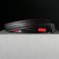 ( Used!! ) Leather Neck Strap, Black / Red Top Mint