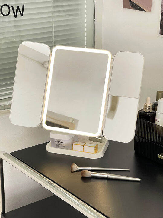 Makeup Mirror Mirror with Light Shell Double Door LED Light Desktop