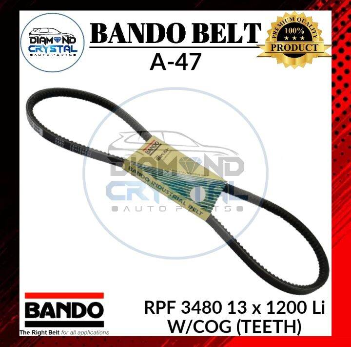 BANDO FAN BELT A47 RPF 3480 13 X 1200 Li W/COG (TEETH) "BANDO ORIGINAL
