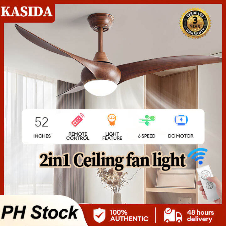 KASIDA Retro ceiling fan with light with remote 52inch ceiling fan ...