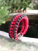 กำไลข้อมือ Paracord/เชือกข้อมือ/สีดำ+แดง ตัวล็อกปรับได้ 3 ระดับ