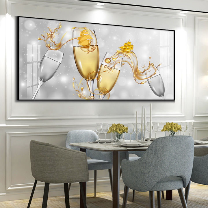 Light Luxury Wine Glass Crystal Porcelain Painting Restaurant Decorative  Painting Dining Table Wall Painting Modern Banner Living Room Background  Dining Room Vertical Painting | Lazada