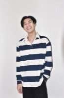 AMUSE STRIPE POLO-เสื้อโปโลแขนยาว