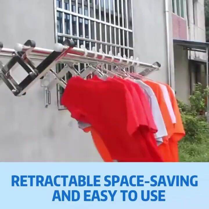 4/5 Bar Wall Mounted Retractable Clothes Rack 304 Stainless Steel