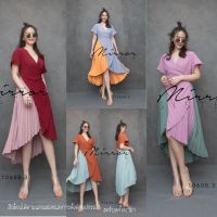 (นางแบบใส่ชุดขาย) 2Tone Pleat Dress​ เดรสทูโทน เดรสอกไขว้ ดีไซน์สองสี เดรสชายพลีท เดรสหน้าสั้นหลังยาว เดรสพลีท​ สุดเก๋ เรียบร้อยแต่เก๋ งานดูดีมีดีไซน์ **งดรับลค.ดราม่า