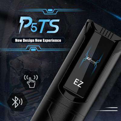 เครื่องสักไร้สาย EZ P5 Touchscreen Bluetooth Footswitch Wireless Battery Tattoo Pen Machine