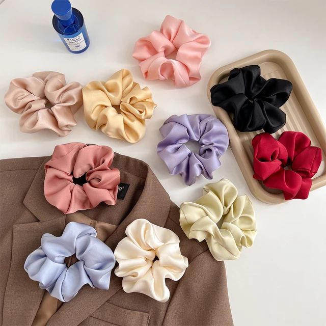 Korean Silk Satin Scrunchies for Women Hair Ties Y2K Hair Accessories ...