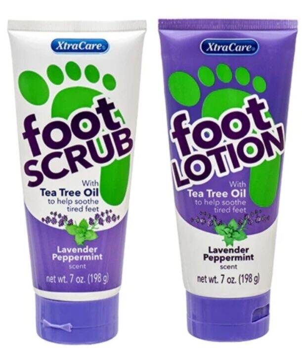 XtraCare Foot Scrub or Foot Lotion with Tea Tree Lavender Peppermint