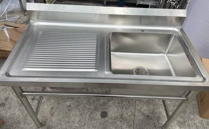 STAINLESS SINGLE SINK WITH STAND AND DRAIN BOARD RIGHT SINK (120X60X80 ...