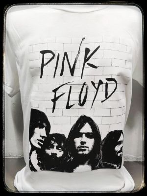 เสื้อ​วง​ pinkfloyd ผ้า​บาง​50คอกลมสีขาวชายหญิง