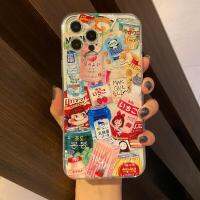 เคสโทรศัพท์มือถือลายเครื่องดื่มน่ารักสไตล์เกาหลี INS เหมาะสำหรับ iPhone 13PROMAX แบบนิ่มมีขาตั้งสำหรับ iphone12 11/8P คลุมทั้งเครื่อง