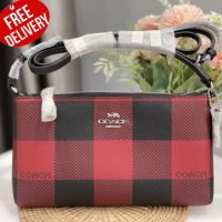 กระเป๋าสะพาย ZIP TOP CROSSBODY WITH BUFFALO PLAID PRINT (COACH C7310)