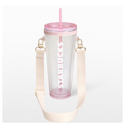 Starbucks 🌸Gradient Pink Cold Cup With Cross Strap 24ozแท้💯