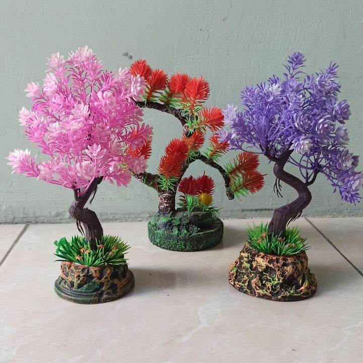 Bonsai Bunga Warna Tanaman Hias Plastik Aquarium Lazada Indonesia
