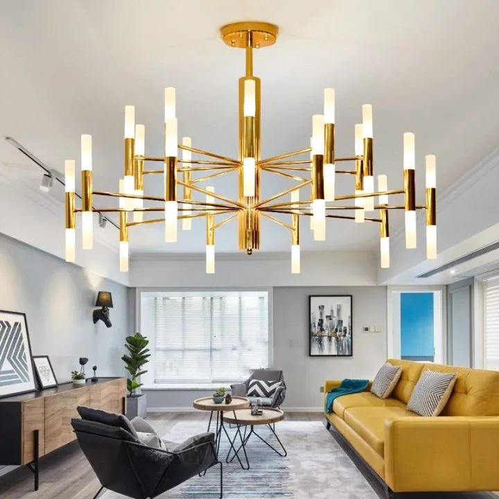 Modern Led Chandeliers Gold Ceiling Art Deco Suspended Chandelier Lighting for Kitchen Living