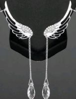 ต่างหูแฟชั่น ต่างหูปีกหงส์  สวยเก๋ Rhinestone Decor Wing Shape ส่งจากไทย