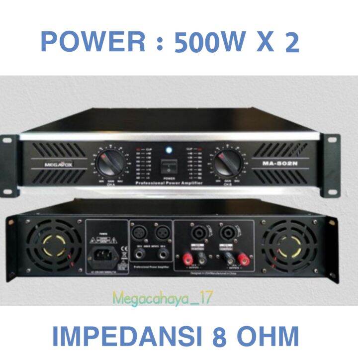 POWER AUDIO AMPLIFIER 1000 WATT ORIGINAL MEGAVOX MA 502N PROFESIONAL
