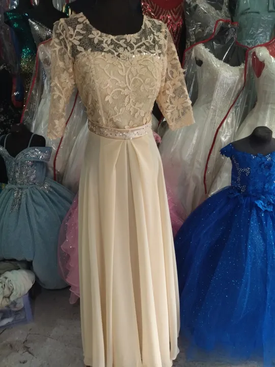 beige long gown