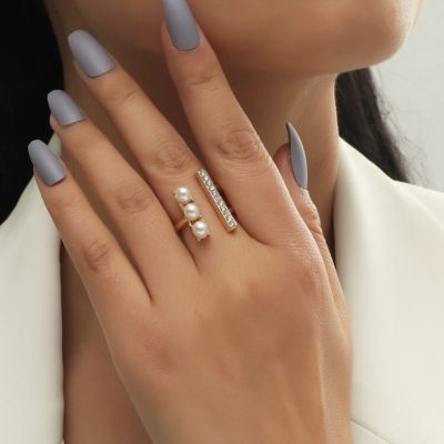 พร้อมส่ง💗แหวนประดับเพชรและไข่มุก แหวนแฟชั่น แหวนใส่ออกงาน แหวนสไตล์เกาหลี