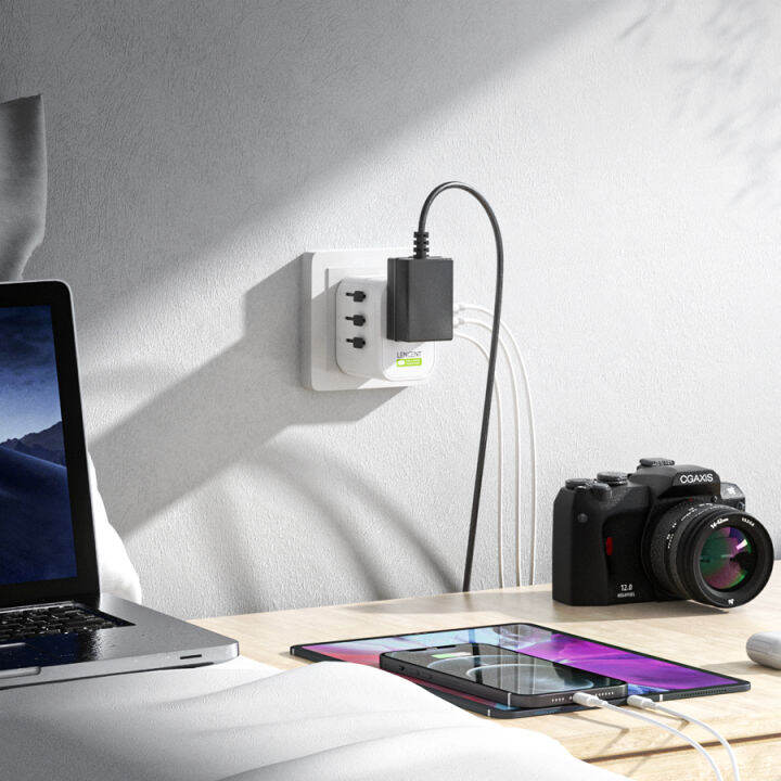 LENCENT Grounded Universal Travel Adaptor Plug with 2 USB Ports and 1