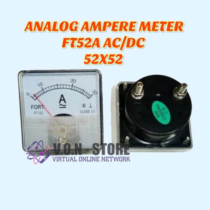 ANALOG AMPERE METER AC/DC FT52A size 52X52 AC/DC Lazada Indonesia