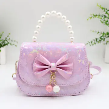 Girl Princess Side Bag Cute Laser Crossbody Bags for Girls Pearl