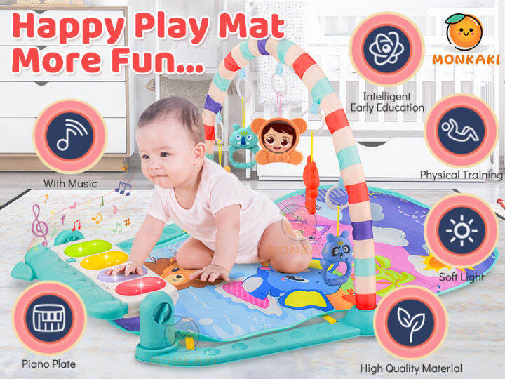Baby Playmat with Music Piano Hanging Toys Gym Crawling Game Pad Play