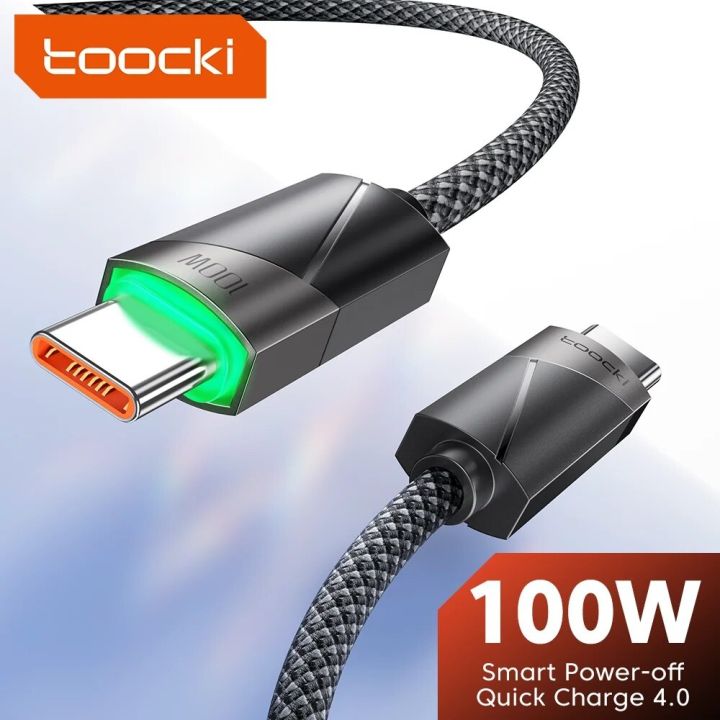 Toocki Type C To Type C Cable 100w Pd Fast Charging Charger Smart Power Off Usb C To Usb C For 