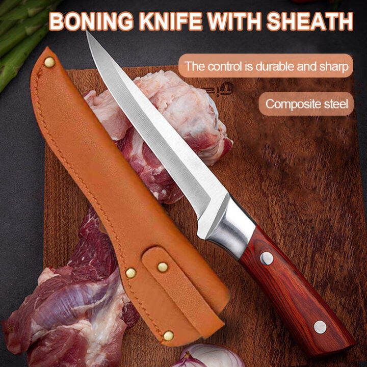 Japanese Meat Knife Chopper Boning Knife With Sheath Kitchen Cleaver ...