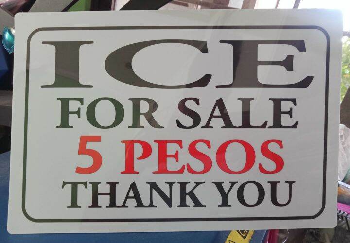 Pvc Signage ICE FOR SALE 7.8x11 inches Lazada PH