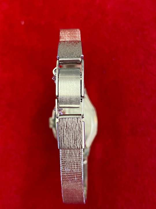 seiko-21-jewels-ระบบไขลาน-ตัวเรือนสแตนเลส-นาฬิกาผู้หญิง-มือสองของแท้