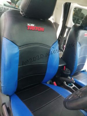 New Triton หุ้มเบาะรถยนต์ หุ้มเบาะรถ หุ้มเบาะ ไทรทัน ปี 215-2020 สีน้ำเงินดำ จำนวน 1 คู่