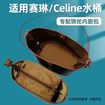 Celine Sangle Bucket Small Shoulder Bag Diagonal Leather Khaki