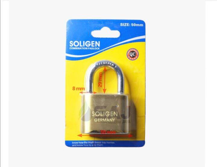 Gembok Nomor Password Soligen 50 mm Pendek (Combination Padlock ...