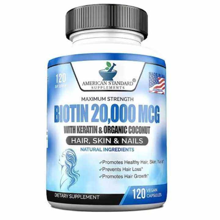 BIOTIN 20000 mcg keratin zinc organic American standard original