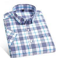 ร้อน, ร้อน★Summer 2020 Mens Short-Sleeved Shirt Korean Plaid Shirt Mens Casual Thin Youth Green Middle-Aged Men Shirt